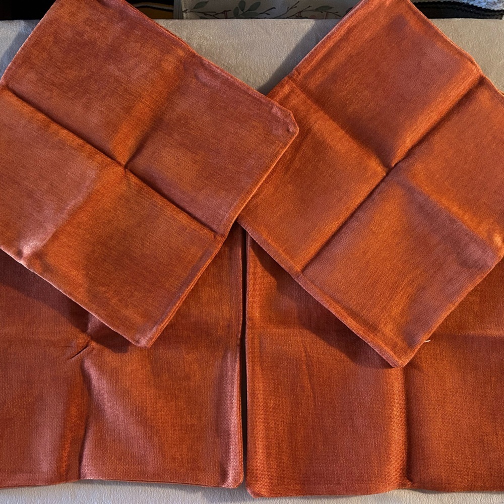 Set Of Four Soft Velvet Rust Orange Pillow Covers Decorative Pop Of Color New